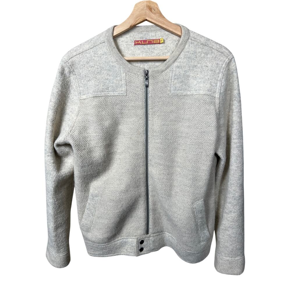 Kuna Medium Zip Up Jacket Gray Alpaca Wool Cardigan Sweater Women's